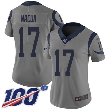 elite Rams #17 Puka Nacua Gray Women's Stitched NFL Limited Inverted Legend 100th Season Jersey