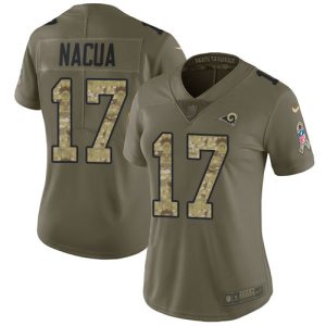 Rams #17 Puka Nacua Olive/Camo Women's Stitched NFL Limited 2024 Salute to Service Jersey