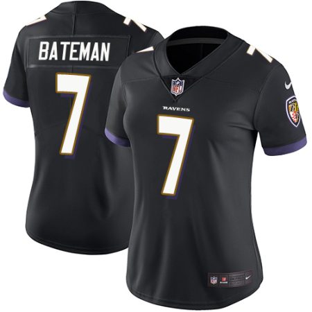 Ravens #7 Rashod Bateman Black Alternate Women's Stitched NFL Vapor Untouchable Limited Jersey