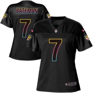 cheap Ravens #7 Rashod Bateman Black Women's NFL Fashion Game Jersey