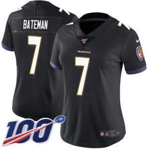 ravens #7 rashod bateman black alternate women's stitched nfl 100th season vapor untouchable limited wholesale jersey