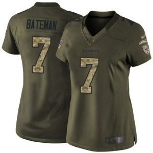 Ravens #7 Rashod Bateman Green Women's Stitched NFL Limited 2024 Salute to Service Jersey