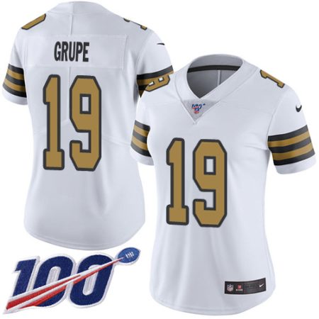 elite Saints #19 Blake Grupe White Women's Stitched NFL Limited Rush 100th Season Jersey