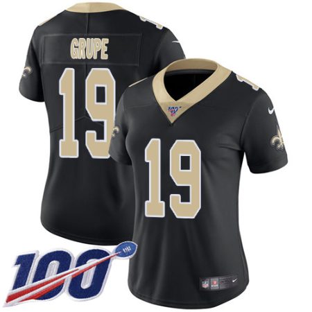 saints #19 blake grupe black team color women's stitched nfl 100th season vapor limited elite jersey