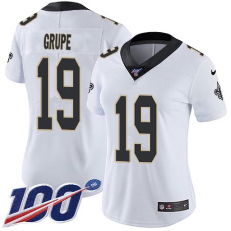 saints #19 blake grupe white women's stitched nfl 100th season vapor limited elite jersey