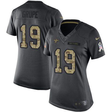 saints #19 blake grupe black women's stitched nfl limited 2024 salute to service wholesale jersey