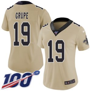 Saints #19 Blake Grupe Gold Women's Stitched NFL Limited Inverted Legend 100th Season Jersey