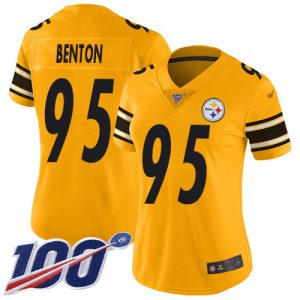 Steelers #95 Keeanu Benton Gold Women's Stitched NFL Limited Inverted Legend 100th Season Jersey