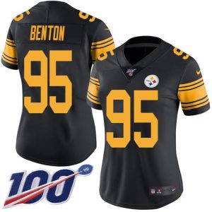 Steelers #95 Keeanu Benton Black Women's Stitched NFL Limited Rush 100th Season Jersey