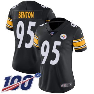 steelers #95 keeanu benton black team color women's stitched nfl 100th season vapor limited wholesale jersey