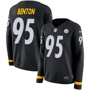 elite Steelers #95 Keeanu Benton Black Team Color Women's Stitched NFL Limited Therma Long Sleeve Jersey