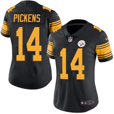 Steelers #14 George Pickens Black Women's Stitched NFL Limited Rush Jersey