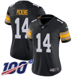 Steelers #14 George Pickens Black Alternate Women's Stitched NFL 100th Season Vapor Limited Jersey