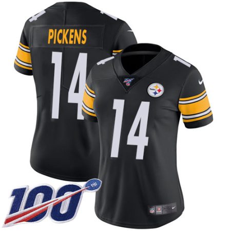 steelers #14 george pickens black team color women's stitched nfl 100th season vapor limited cheap jersey