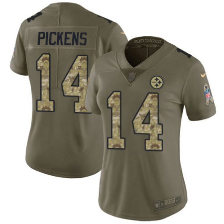 elite Steelers #14 George Pickens Olive/Camo Women's Stitched NFL Limited 2024 Salute to Service Jersey