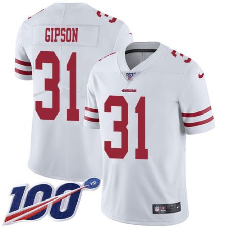 cheap 49ers #31 Tashaun Gipson White Youth Stitched NFL 100th Season Vapor Limited Jersey