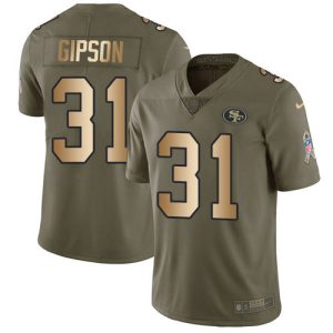 49ers #31 tashaun gipson olive/gold youth stitched nfl limited 2024 salute to service elite jersey