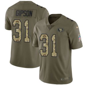 cheap 49ers #31 Tashaun Gipson Olive/Camo Youth Stitched NFL Limited 2024 Salute To Service Jersey