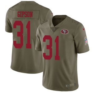 wholesale 49ers #31 Tashaun Gipson Olive Youth Stitched NFL Limited 2024 Salute to Service Jersey