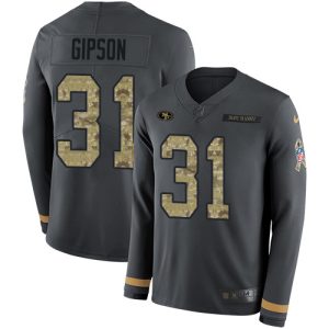 cheap 49ers #31 Tashaun Gipson Anthracite Salute to Service Youth Stitched NFL Limited Therma Long Sleeve Jersey