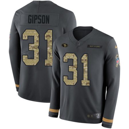 cheap 49ers #31 Tashaun Gipson Anthracite Salute to Service Youth Stitched NFL Limited Therma Long Sleeve Jersey