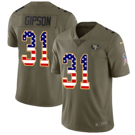 49ers #31 Tashaun Gipson Olive/USA Flag Youth Stitched NFL Limited 2024 Salute To Service Jersey