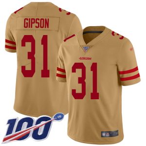 49ers #31 Tashaun Gipson Gold Youth Stitched NFL Limited Inverted Legend 100th Season Jersey