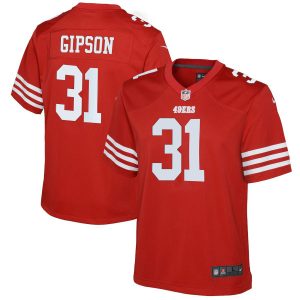 wholesale San Francisco 49ers #31 Tashaun Gipson Scarlet Youth 2023-24 NFL Game Jersey