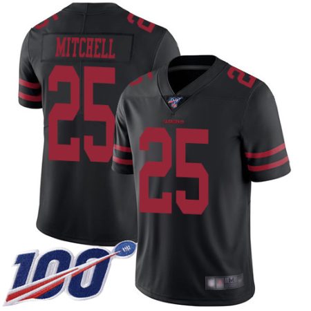 49ers #25 elijah mitchell black alternate youth stitched nfl 100th season vapor limited wholesale jersey