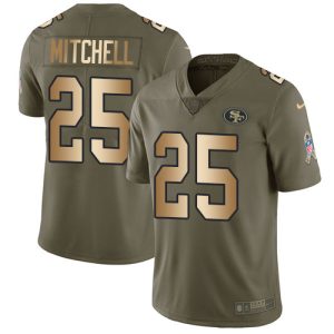 elite 49ers #25 Elijah Mitchell Olive/Gold Youth Stitched NFL Limited 2024 Salute To Service Jersey