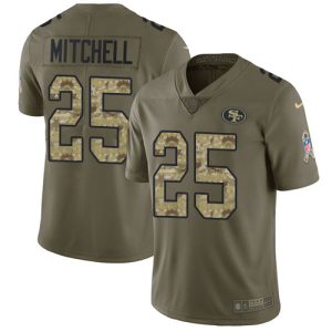 49ers #25 Elijah Mitchell Olive/Camo Youth Stitched NFL Limited 2024 Salute To Service Jersey