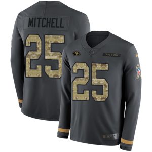 49ers #25 elijah mitchell anthracite salute to service youth stitched nfl limited therma long sleeve cheap jersey