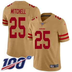 49ers #25 Elijah Mitchell Gold Youth Stitched NFL Limited Inverted Legend 100th Season Jersey