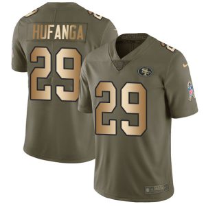 49ers #29 Talanoa Hufanga Olive/Gold Youth Stitched NFL Limited 2024 Salute To Service Jersey