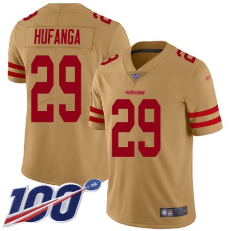 49ers #29 Talanoa Hufanga Gold Youth Stitched NFL Limited Inverted Legend 100th Season Jersey