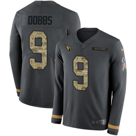 Cardinals #9 Joshua Dobbs Anthracite Salute to Service Youth Stitched NFL Limited Therma Long Sleeve Jersey