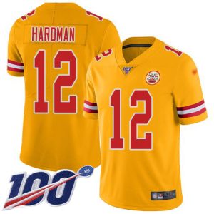 cheap Chiefs #12 Mecole Hardman Gold Youth Stitched NFL Limited Inverted Legend 100th Season Jersey