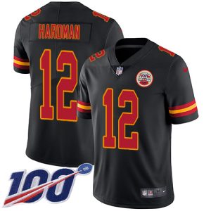 Chiefs #12 Mecole Hardman Black Youth Stitched NFL Limited Rush 100th Season Jersey