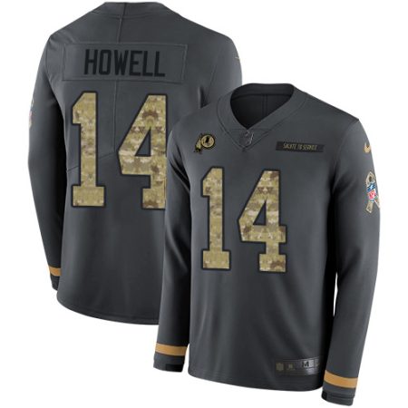 Commanders #14 Sam Howell Anthracite Salute to Service Youth Stitched NFL Limited Therma Long Sleeve Jersey