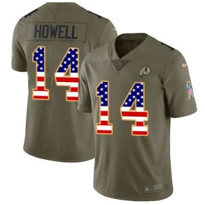 Commanders #14 Sam Howell Olive/USA Flag Youth Stitched NFL Limited 2024 Salute To Service Jersey