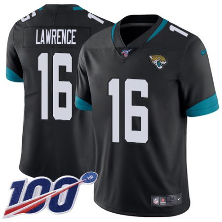 jaguars #16 trevor lawrence black team color youth stitched nfl 100th season vapor limited cheap jersey