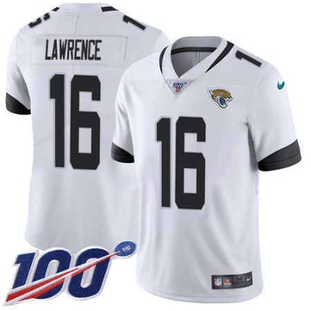 cheap Jaguars #16 Trevor Lawrence White Youth Stitched NFL 100th Season Vapor Limited Jersey