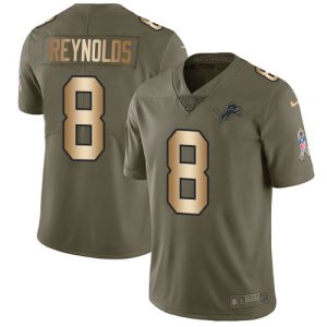 Lions #8 Josh Reynolds Olive/Gold Youth Stitched NFL Limited 2024 Salute To Service Jersey