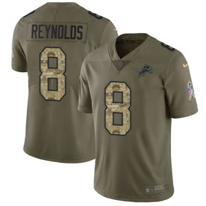 lions #8 josh reynolds olive/camo youth stitched nfl limited 2024 salute to service elite jersey