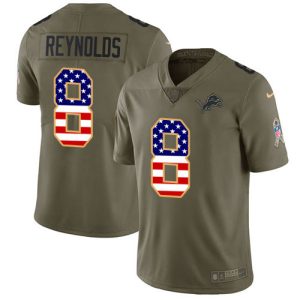 Lions #8 Josh Reynolds Olive/USA Flag Youth Stitched NFL Limited 2024 Salute To Service Jersey