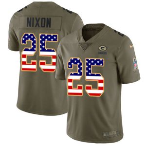 Packers #25 Keisean Nixon Olive/USA Flag Youth Stitched NFL Limited 2024 Salute To Service Jersey