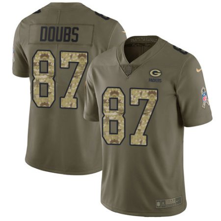 Packers #87 Romeo Doubs Olive/Camo Youth Stitched NFL Limited 2024 Salute To Service Jersey