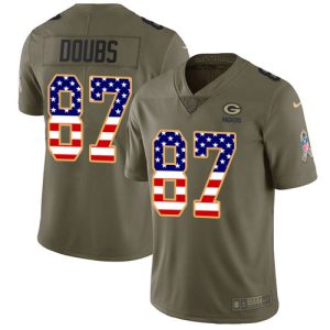 wholesale Packers #87 Romeo Doubs Olive/USA Flag Youth Stitched NFL Limited 2024 Salute To Service Jersey