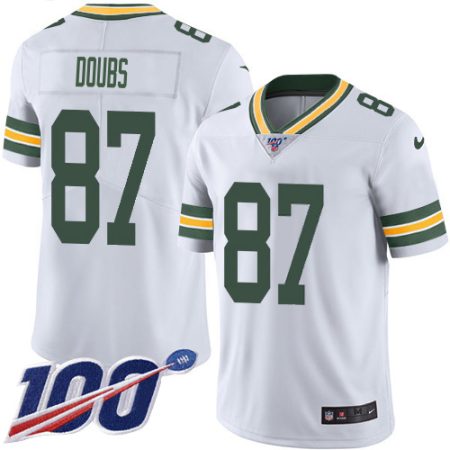 Packers #87 Romeo Doubs White Youth Stitched NFL 100th Season Vapor Untouchable Limited Jersey