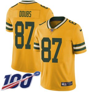 packers #87 romeo doubs yellow youth stitched nfl limited rush 100th season cheap jersey